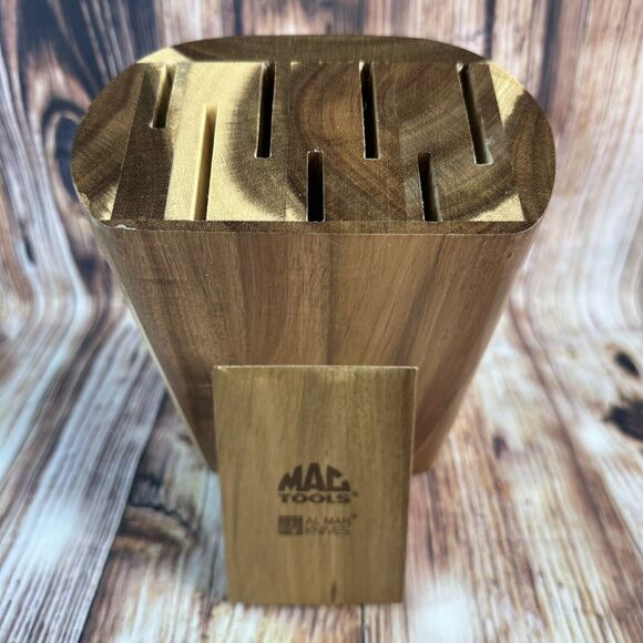 Mac Tools Knives Brown Wood Block ONLY 7 Slot Knife Holder Kitchen Storage - Picture 1 of 10